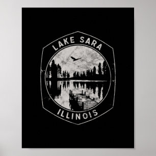 Poster Vintage Lake Sara Illinois Férias ao Ar Livre