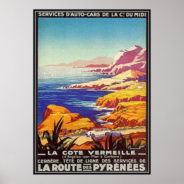 Póster Vintage Languedoc-Rousillon, França - (Frente)