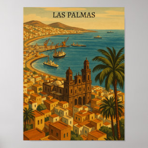 Poster Vintage Las Palmas, Gran Canaria View