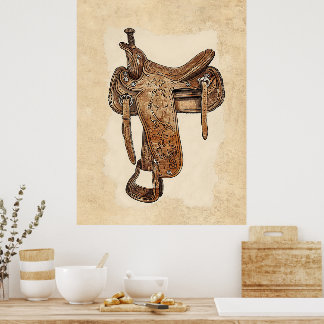 Poster Vintage Leather Saddle Wall Art Printable