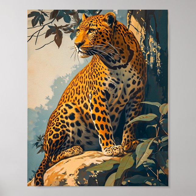 Poster Vintage Leopard Art (Frente)