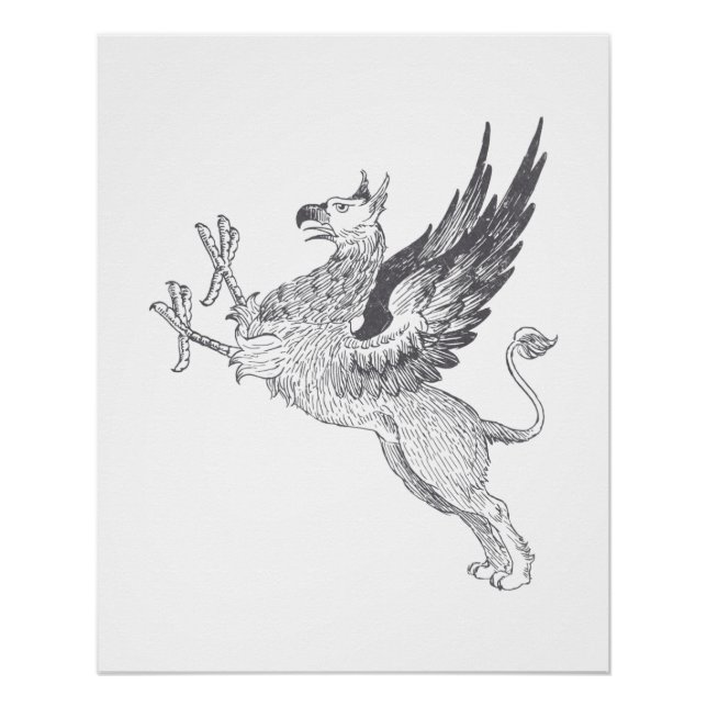 Póster Vintage - Letra Press Griffin Line Art (Frente)