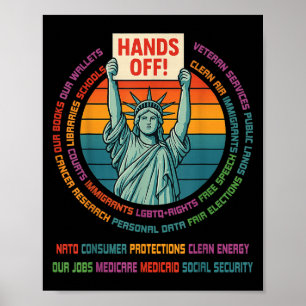 Poster Vintage Liberty States Mãos À Liberdade Protesto R