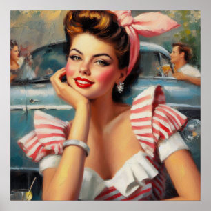 Poster Vintage Linda Pintura Para Meninas