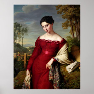 Poster Vintage Linda Senhora em Vermelho