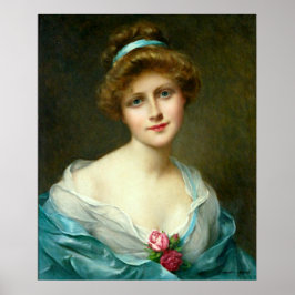 Poster Vintage Linda Senhora Verde Vestida