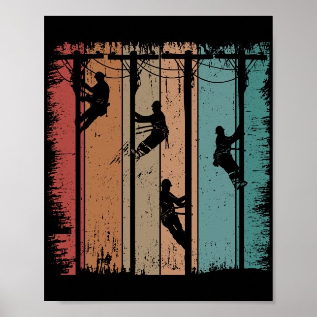 Poster Vintage Lineman Padre Electric Cable Lineman (Frente)