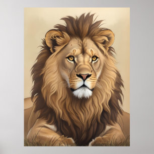 Poster Vintage Lion Painting