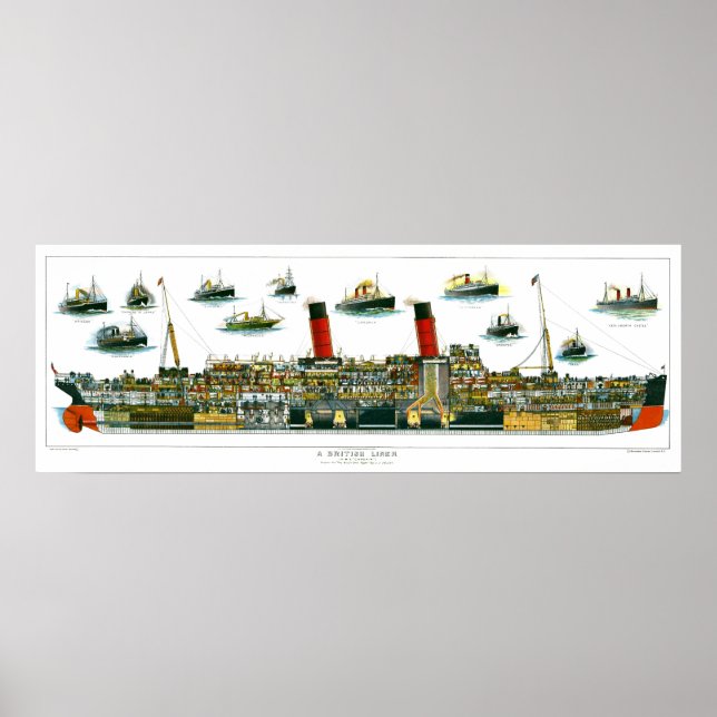 Póster Vintage Lithógrafo British Ocean Liner RMS Caronia (Frente)