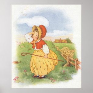 Póster Vintage Little Bo Peep Rima Infantil Mãe Gansa