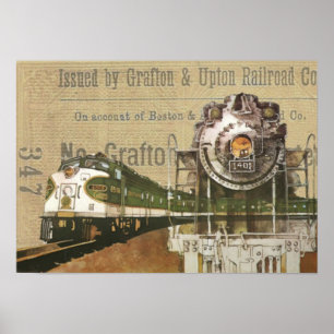 Poster Vintage Locomotive Train Steam Railroad