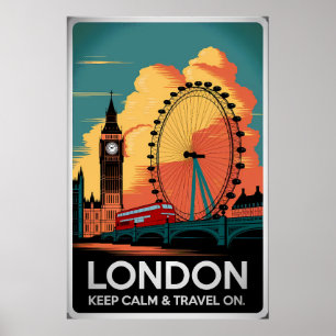 Poster Vintage London - Mantenha calma e Viagem