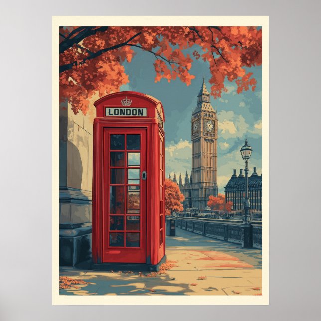 Poster Vintage London Viagem (Frente)
