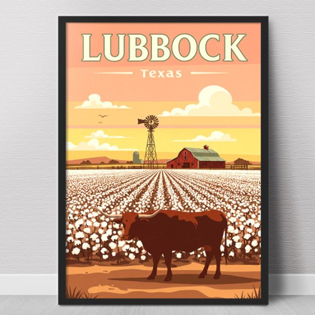Poster Vintage Lubbock Texas (Criador carregado)