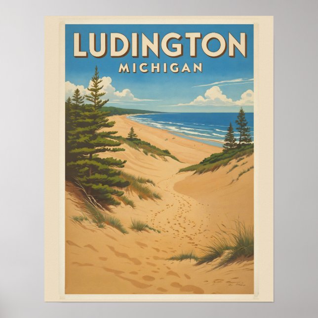 Poster Vintage Ludington Michigan (Frente)