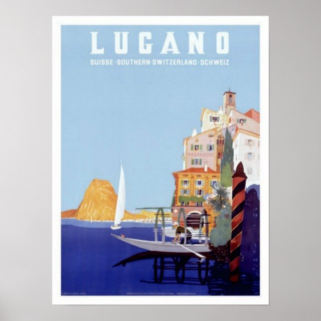 Poster Vintage Lugano, Suiça (Frente)