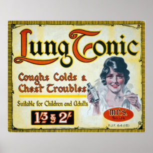 Poster Vintage Lung Tonic Medical Drug Advertiment