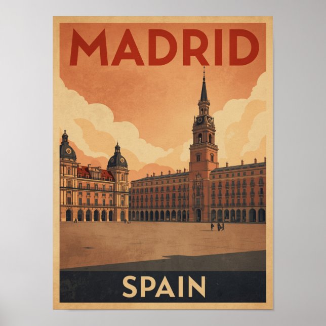 Poster Vintage Madrid Viagem (Frente)
