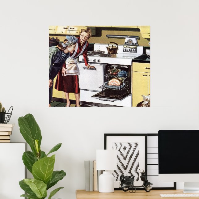Poster Vintage Mãe na Cozinha Cozinhar e Páscoa (Escritório em casa)