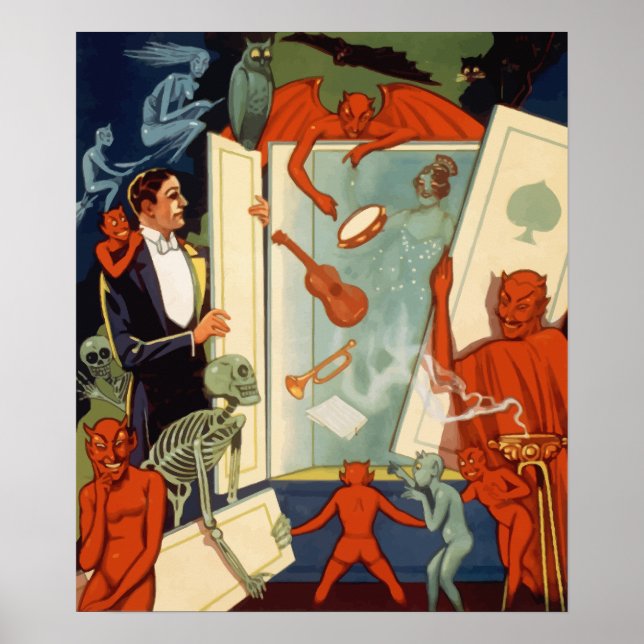 Póster Vintage Magalhista Carter, Lei da Magia Excelente (Frente)