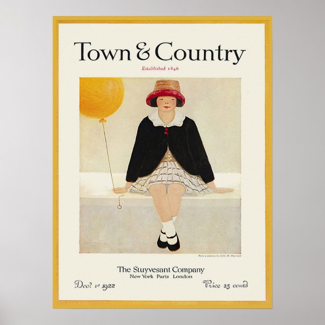Póster Vintage Magazine Cobrir Yellow Balloon Girl 1922 (Frente)