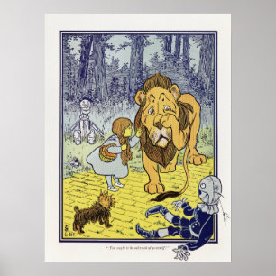 Poster Vintage Mágico de Oz Dorothy e Leão Covarde