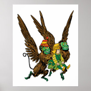 Poster Vintage mágico de Oz, Dorothy, macacos maus do v