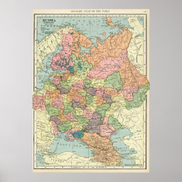 Poster Vintage Map da Rússia