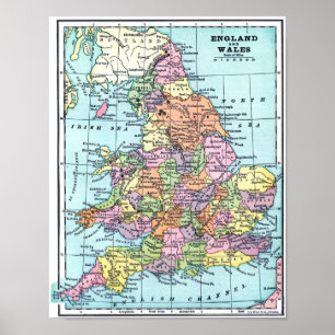 Poster Vintage Map - England & Wales