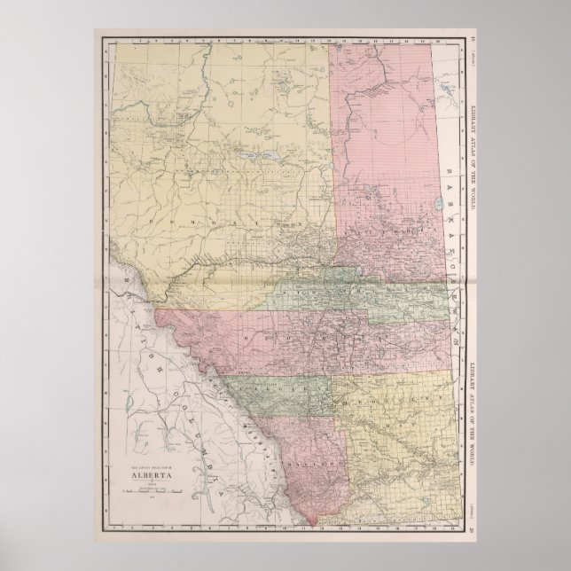 Poster Vintage Map of Alberta Canada (1912) (Frente)