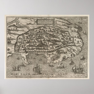 Poster Vintage Map of Alexandria Egypt (1575)