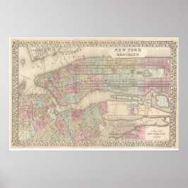 Poster Vintage Map of Brooklyn