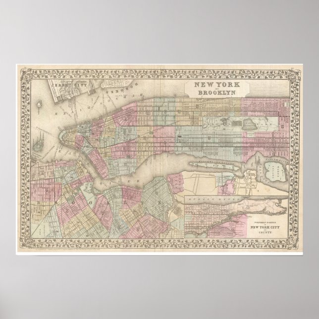 Poster Vintage Map of Brooklyn (Frente)