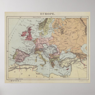 Poster Vintage Map of Europe
