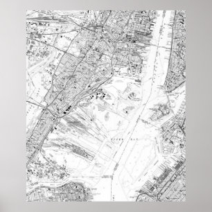 Póster Vintage Map of Jersey City NJ (1967) BW