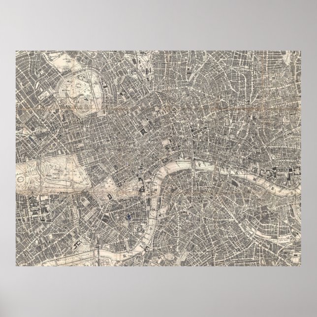Poster Vintage Map of London England (1899) 2 (Frente)