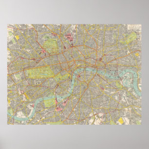 Póster Vintage Map of London England (1910)