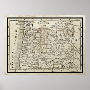 Póster Vintage Map of Oregon