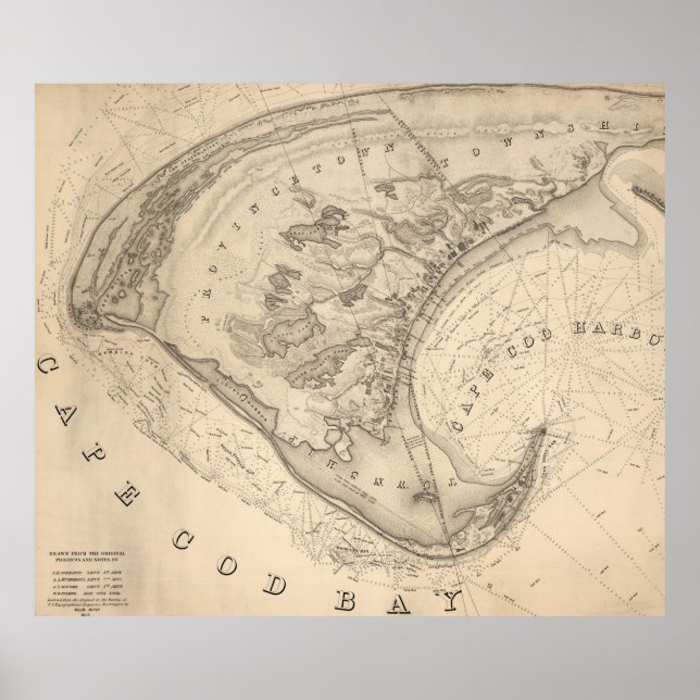 Póster Vintage Map of Provincetown (1836) (Frente)