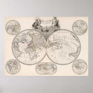 Poster Vintage Map of The World (1812)