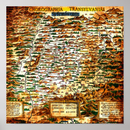 Poster Vintage Map of Transylvania