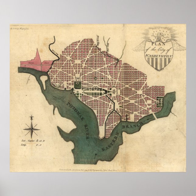 Póster Vintage Map of Washington D.C. (1793) (Frente)