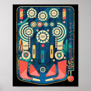 Poster Vintage - Máquina de Jogos de Arcade com Pinll Ret