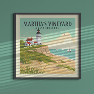 Poster Vintage Martha's Vineyard Massachusetts