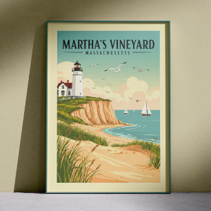 Poster Vintage Martha's Vineyard Massachusetts