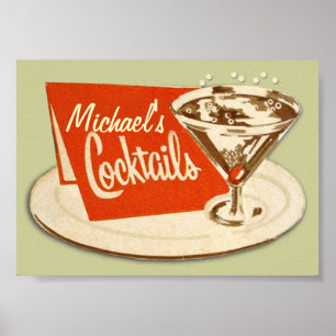 Poster vintage, Martini Glass Cocktails