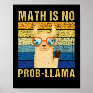 Poster Vintage Math não é professor de Prob Llama Math Ll