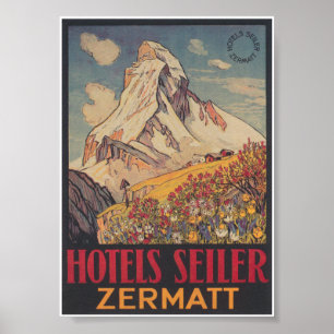 Poster vintage Matterhorn de Suiça Zermatt