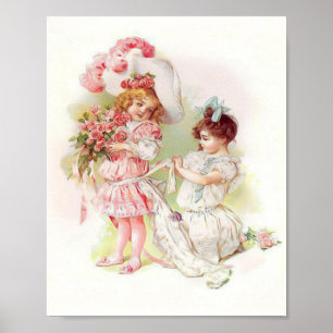 Poster Vintage Maud Humphrey Playing Bridesmaids Print