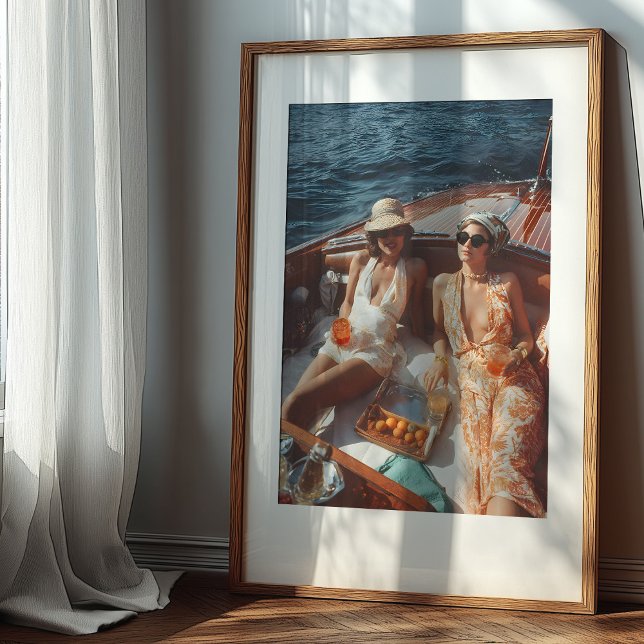 Poster Vintage Mediterranean Glamor Classic Boat Trip (Criador carregado)